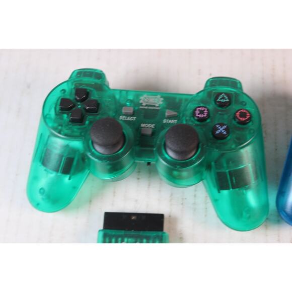 TWO Sony PS2 PS1 Wireless 2.4GHz Dual Vibration Controller Gamepad Transparent - Picture 4 of 13